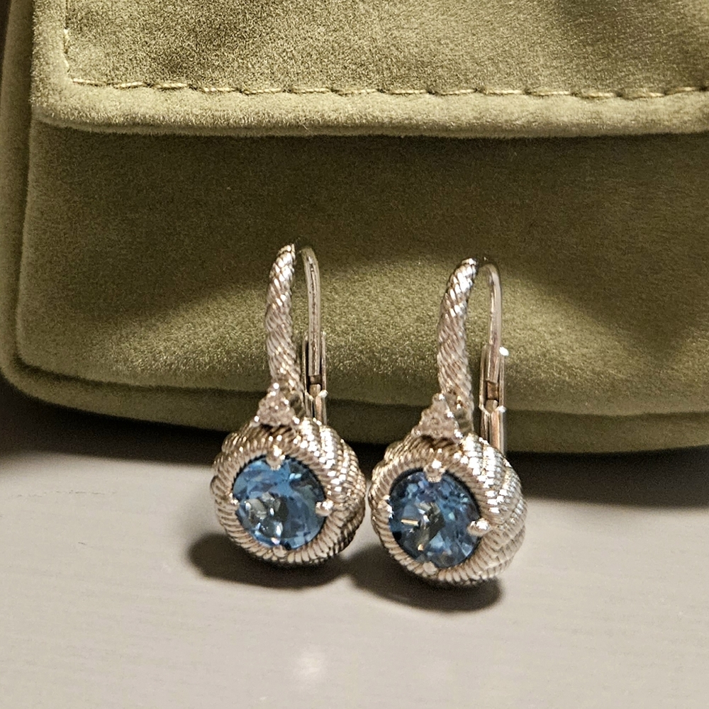 Judith Ripka Sterling Silver Topaz Drop Earrings